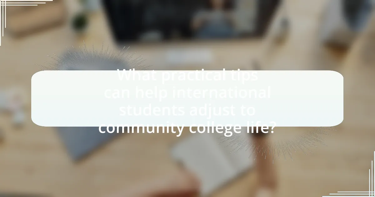 What practical tips can help international students adjust to community college life?